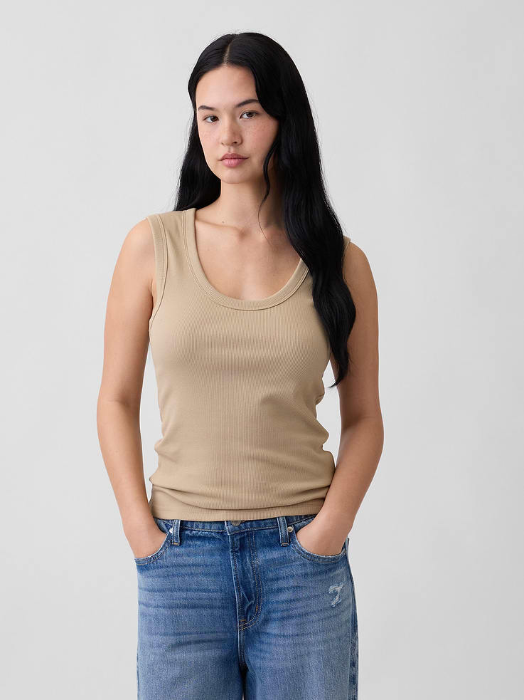 Image number 1 showing, Ribbed Scoopneck Tank Top
