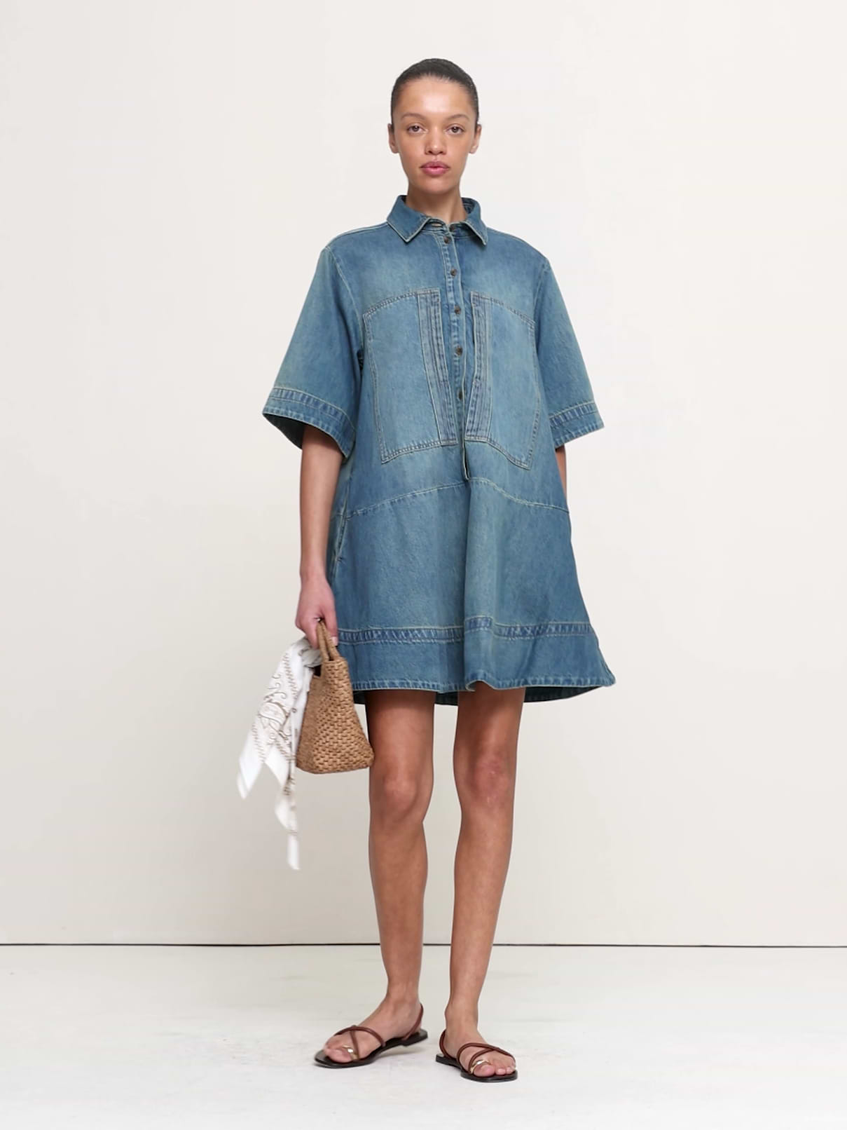 Denim Trapeze Mini Shirt Dress | Banana Republic