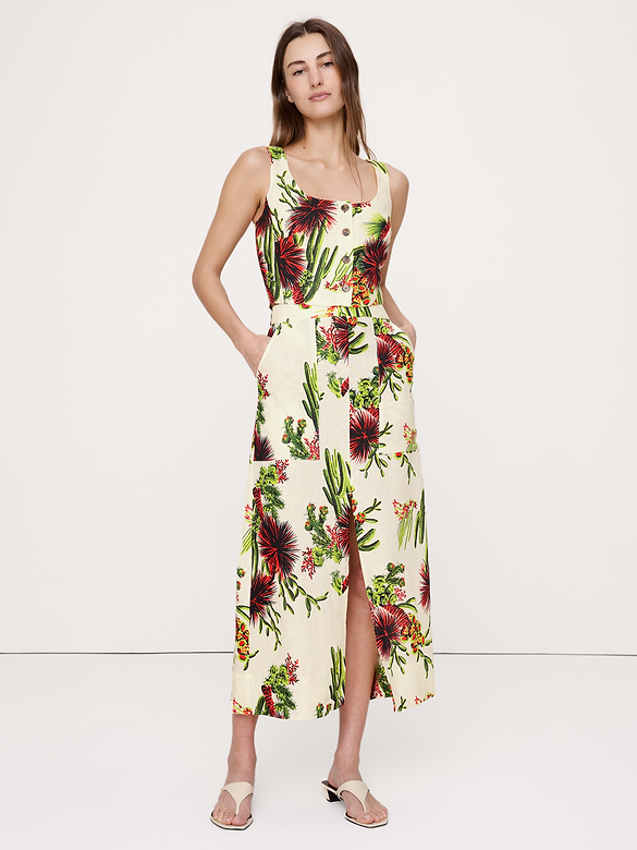Linen Square-Neck Cropped Tank