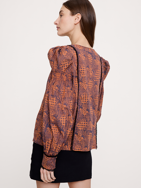 Lightweight Cotton Puff-Sleeve Top