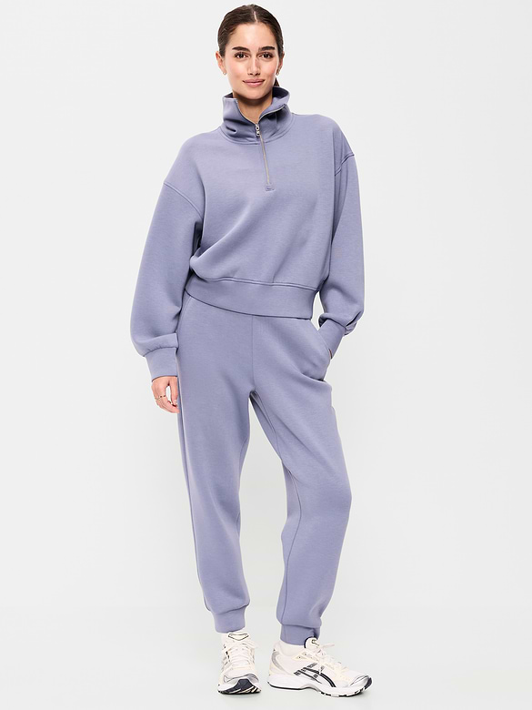 Pantalon de jogging en molleton raffiné à taille haute