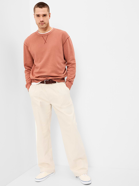 Loose Garment-Washed Crew-Neck Sweatshirt