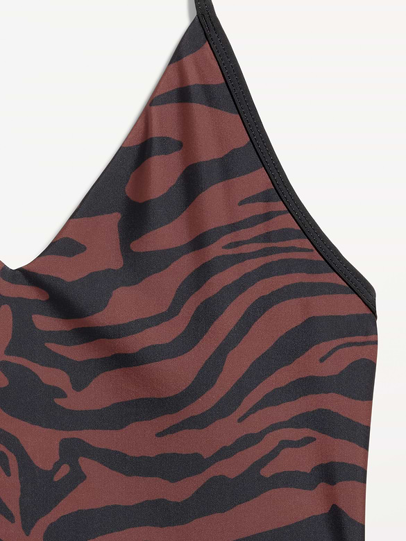 Pique V-Neck Halter Swimsuit