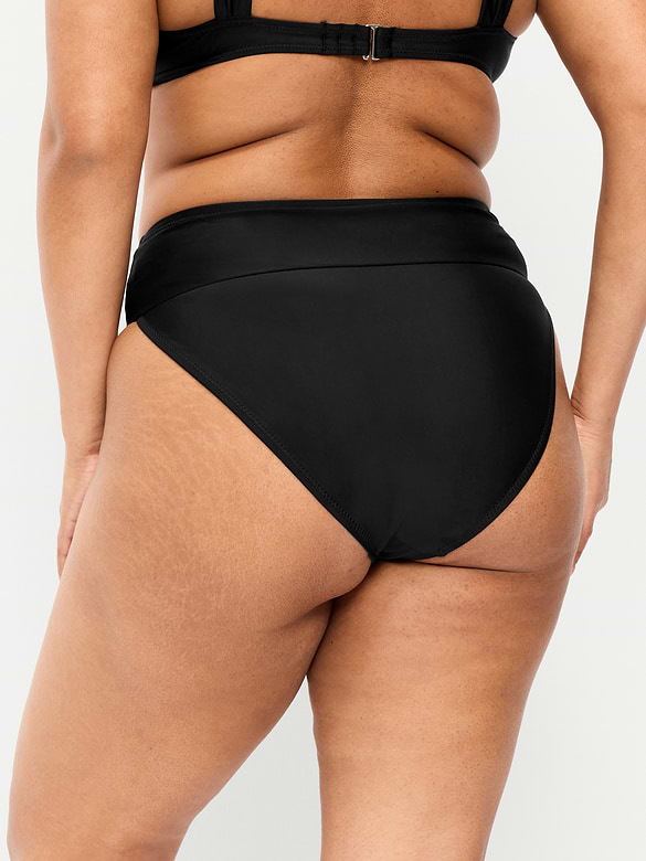 High-Waisted Cinched Bikini Swim Bottoms