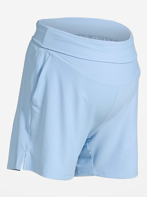 Maternity Rollover-Waist PowerSoft Shorts -- 5-inch inseam