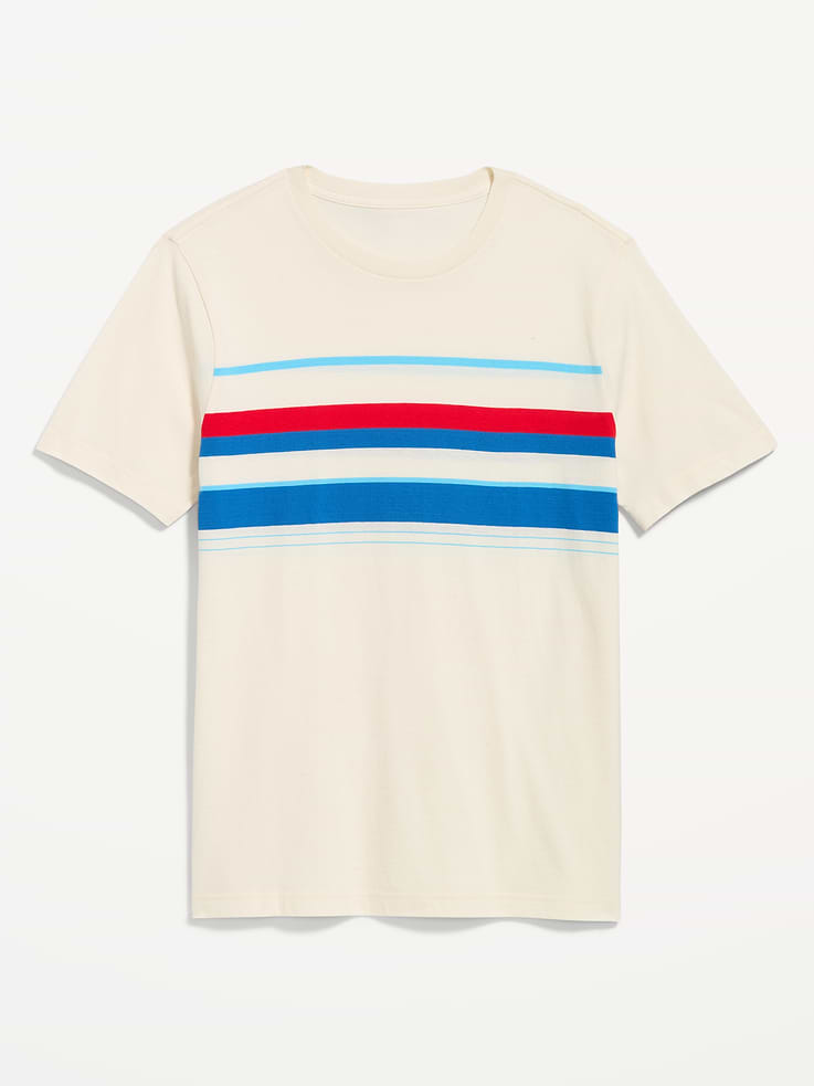 L'image numéro 4 présente T-shirt ras du cou à rayures