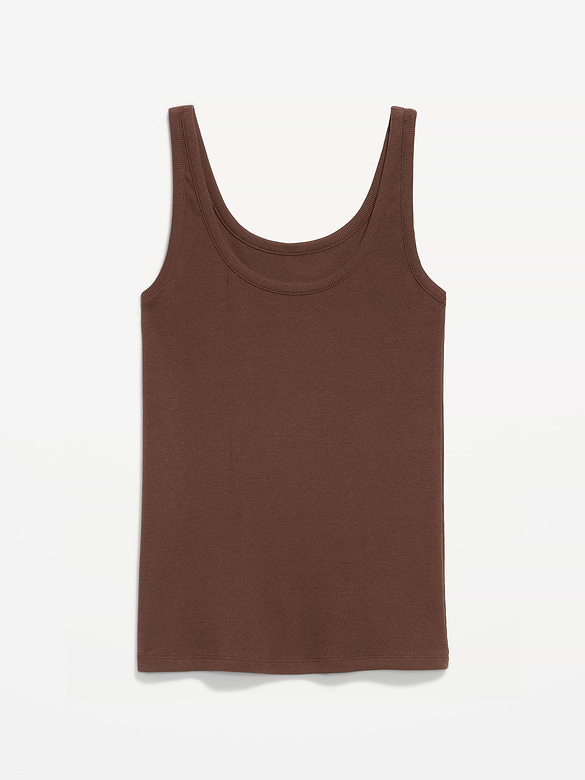 First-Layer Ribbed Scoop-Neck Tank Top