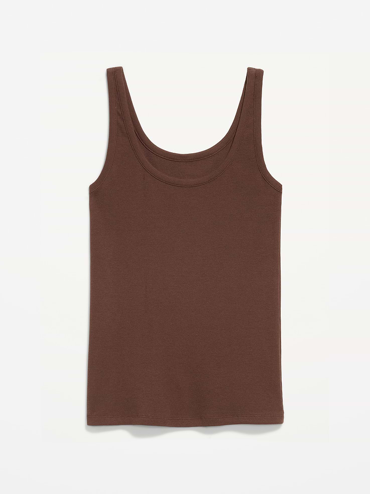Image number 4 showing, First-Layer Ribbed Scoop-Neck Tank Top