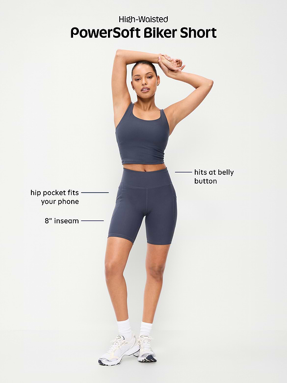 High-Waisted PowerSoft Biker Shorts -- 8-inch inseam