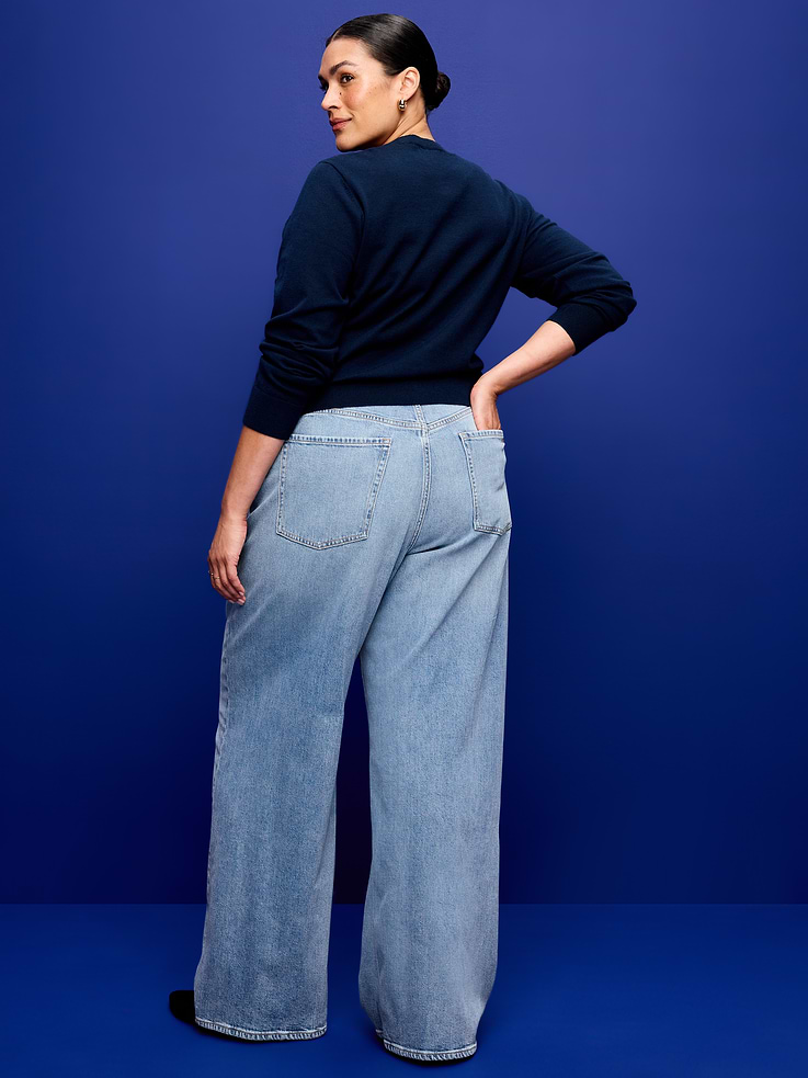 Image number 9 showing, High-Waisted Baggy Wide-Leg Stretch Jeans