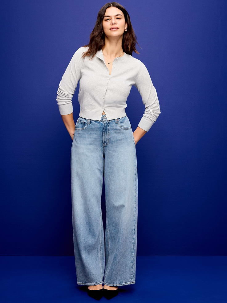 Image number 6 showing, High-Waisted Baggy Wide-Leg Stretch Jeans