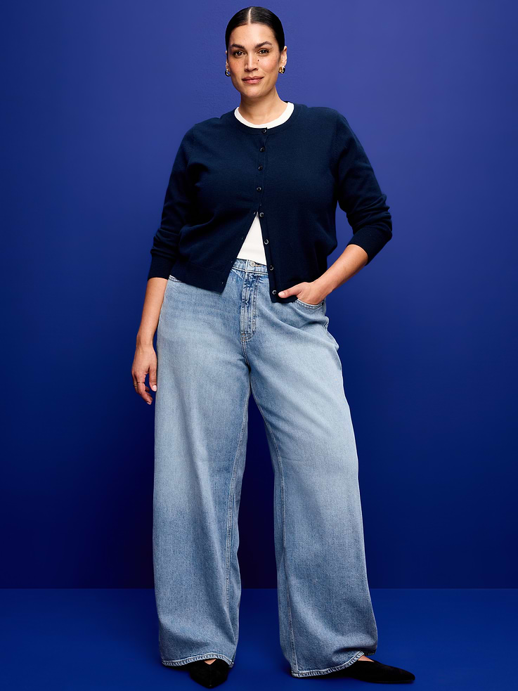 Image number 8 showing, High-Waisted Baggy Wide-Leg Stretch Jeans