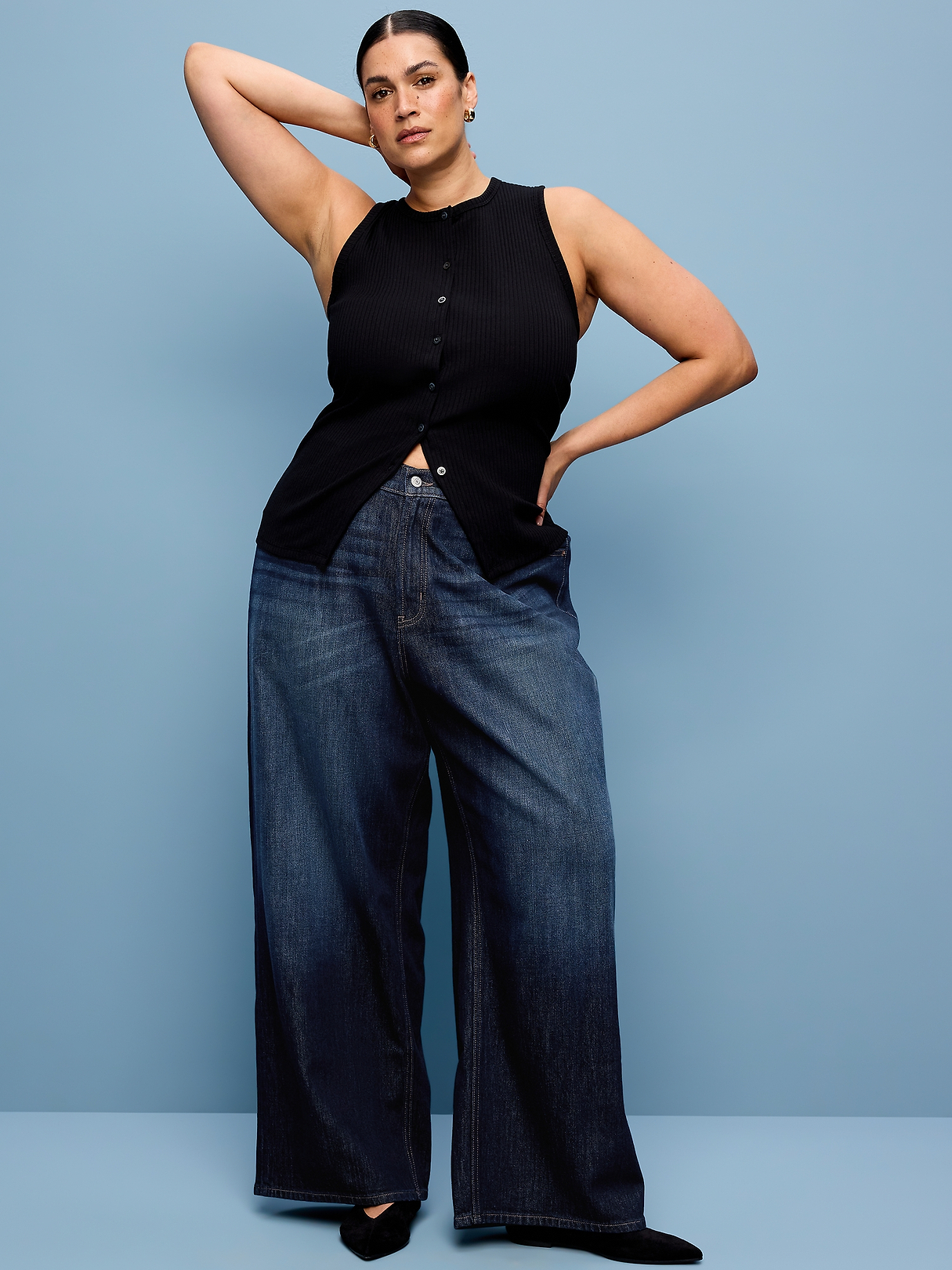 High-Waisted Baggy Wide-Leg Stretch Jeans | Old Navy