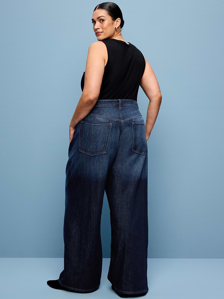 Image number 9 showing, High-Waisted Baggy Wide-Leg Stretch Jeans
