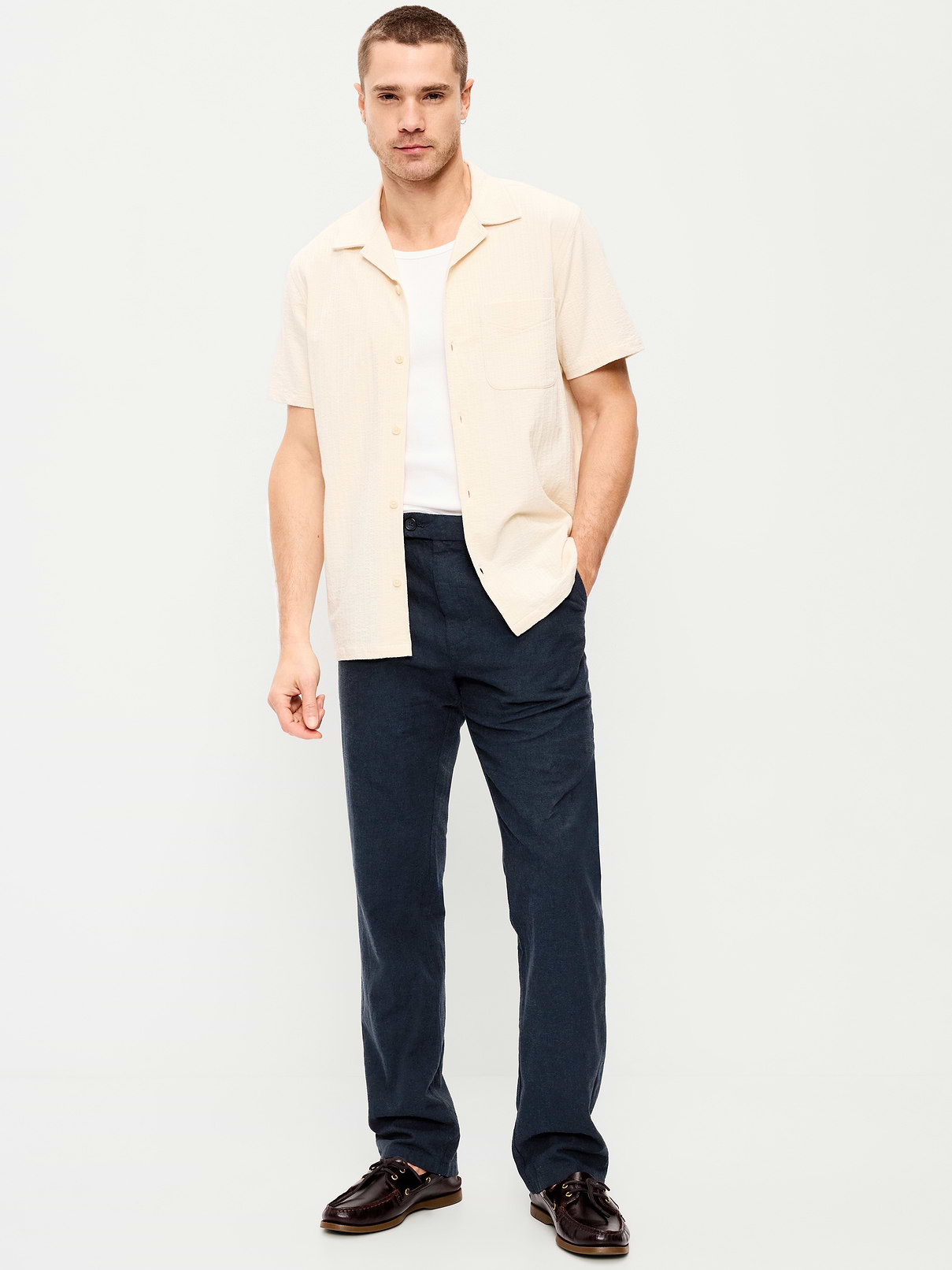 90's Straight-Fit Linen-Blend Dress Pants