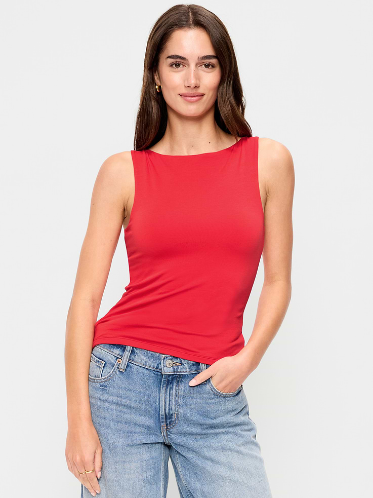 Image number 1 showing, Hug Double-Layer Boat-Neck Top
