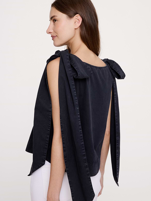 Cotton Bow-Shoulder Top