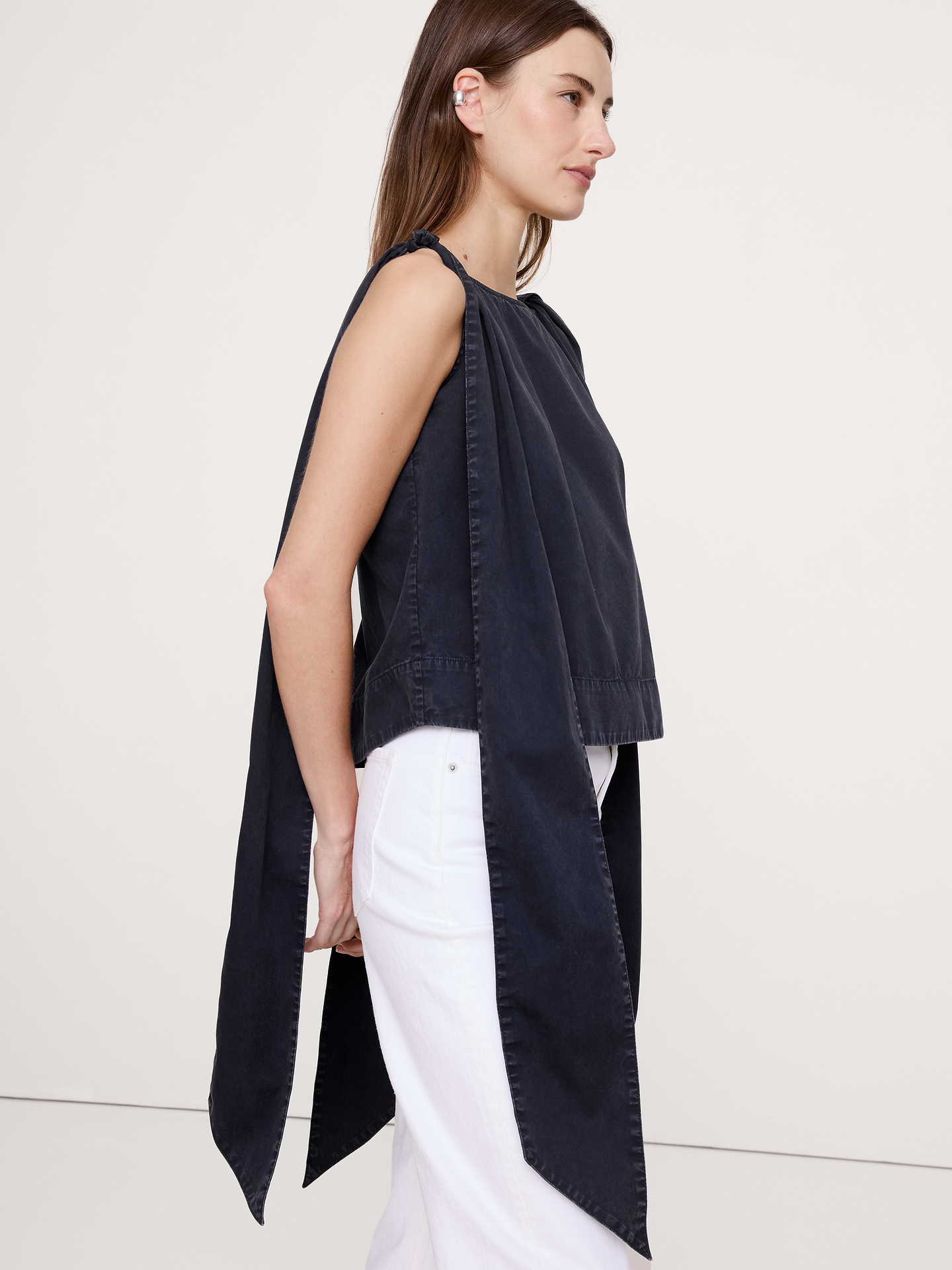 Image number 3 showing, Cotton Bow-Shoulder Top