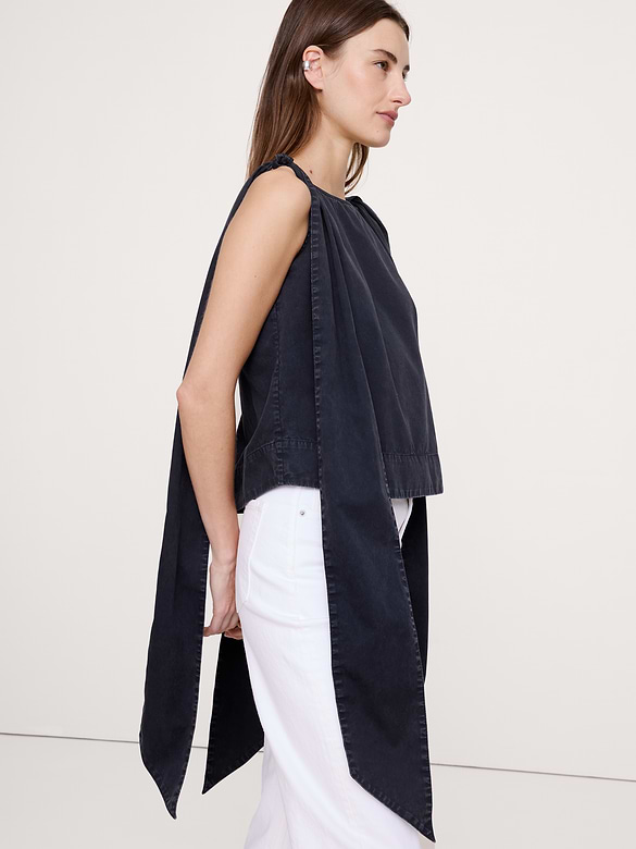 Cotton Bow-Shoulder Top