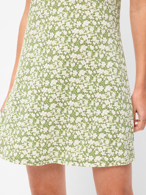 Short-Sleeve Scoop-Neck Mini Dress