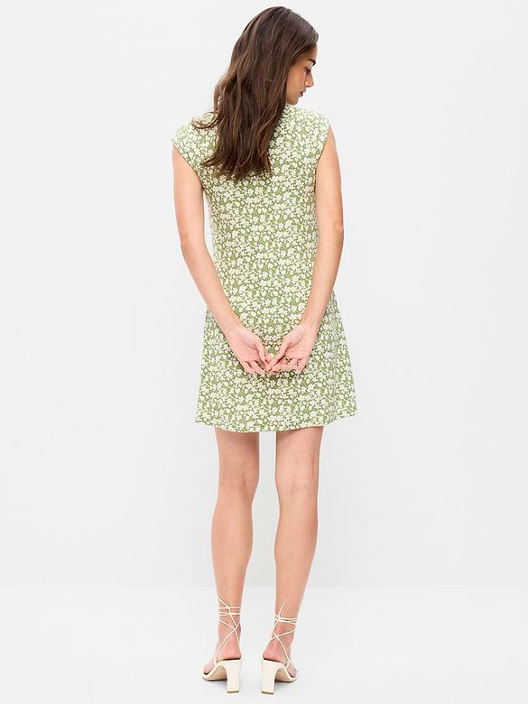 Short-Sleeve Scoop-Neck Mini Dress