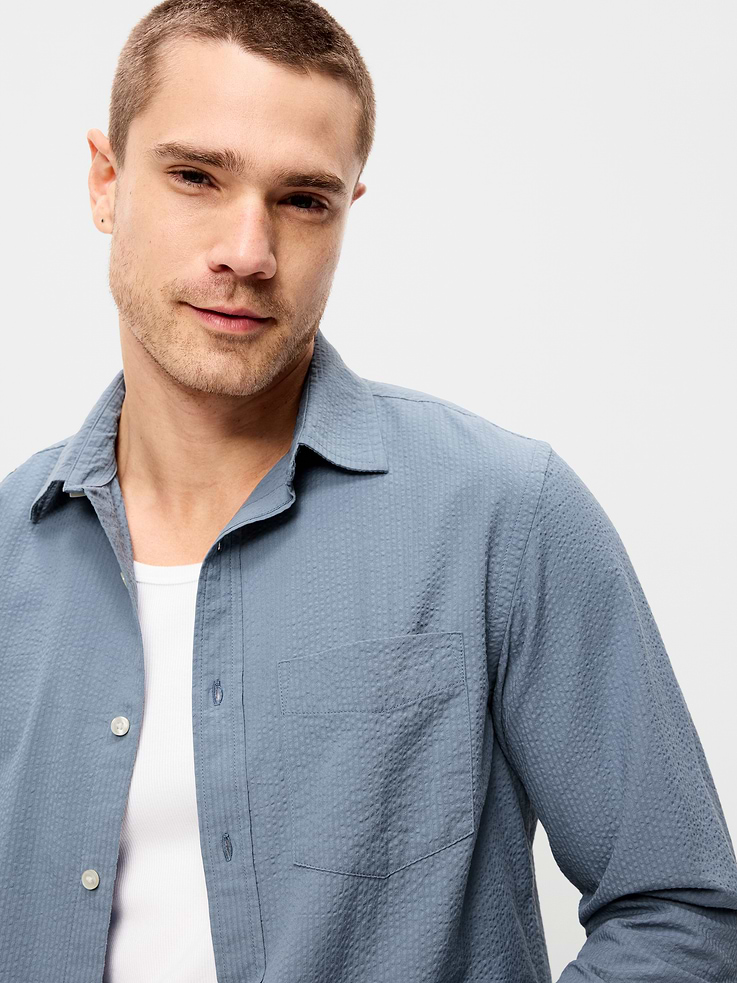 Image number 3 showing, Long-Sleeve Seersucker Pocket Shirt