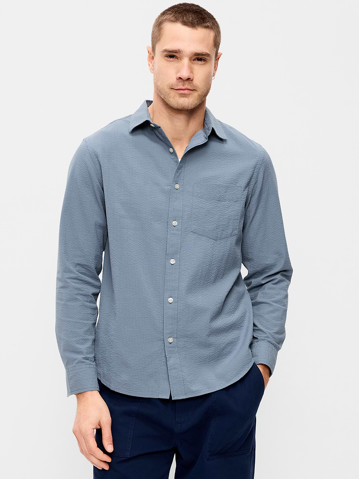 Image number 1 showing, Long-Sleeve Seersucker Pocket Shirt