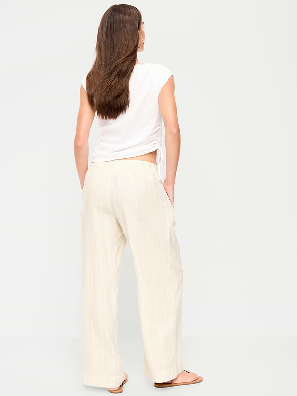 High-Waisted Linen-Blend Super Wide-Leg Pants