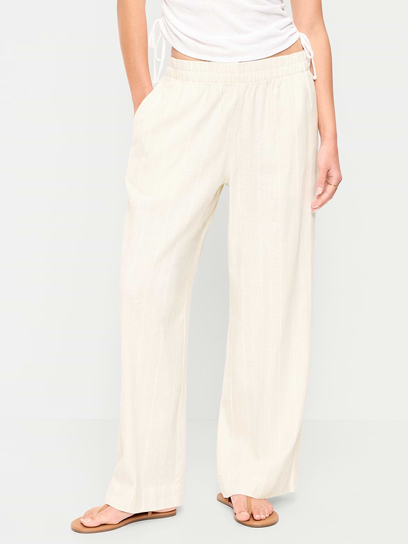 High-Waisted Linen-Blend Super Wide-Leg Pants