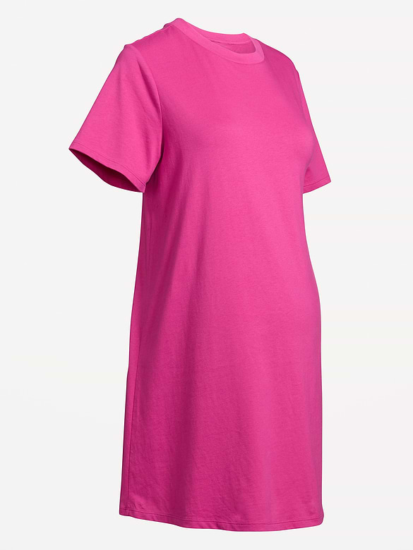 Maternity Vintage Crew-Neck Mini T-Shirt Dress