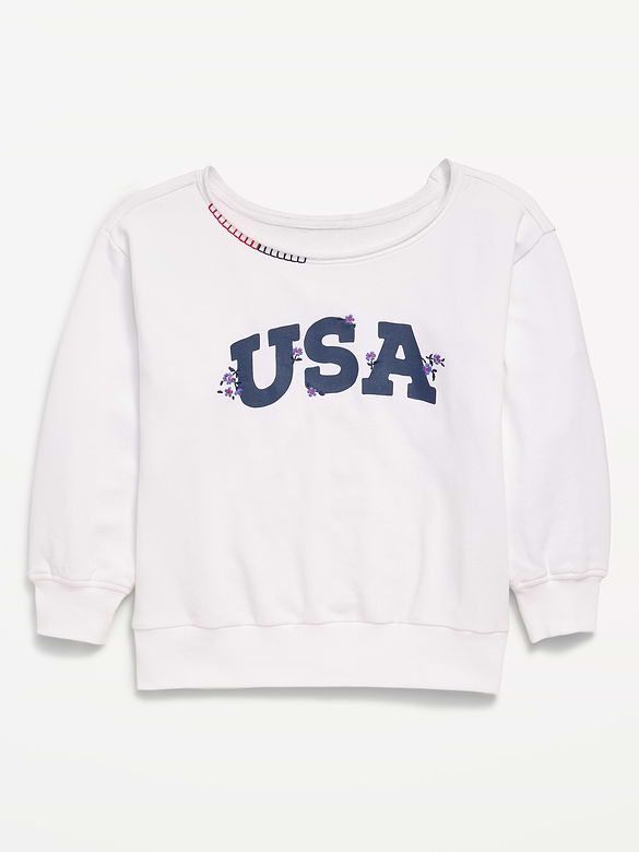 Oversized Off-Shoulder Graphic Tunic Sweatshirt for Girls