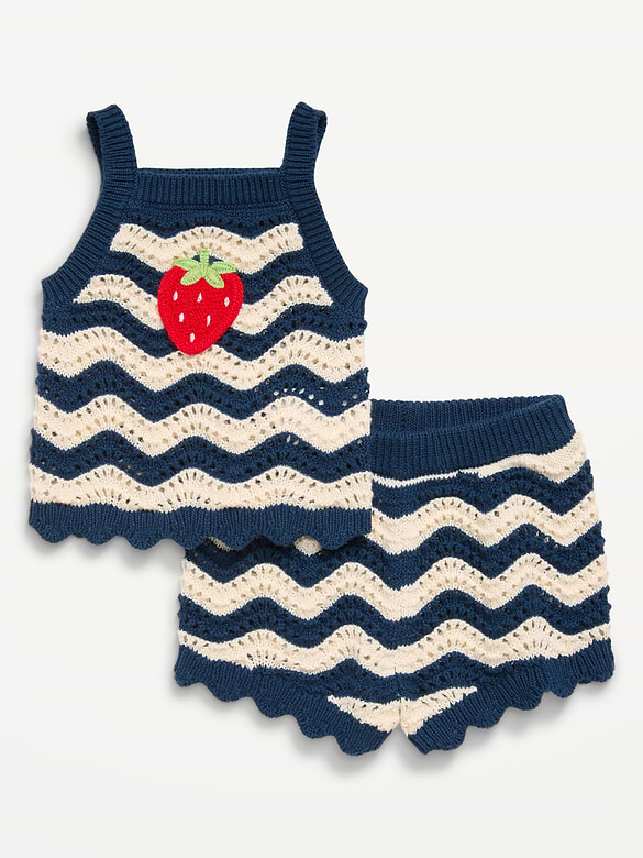 Ensemble camisole et short en tricot à rayures pour bébé