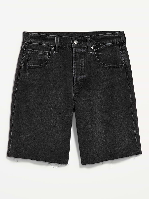 Mid-Rise Baggy Jean Shorts -- 9-inch inseam