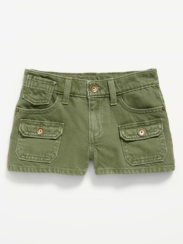 Short utilitaire en denim taille basse pour fille
