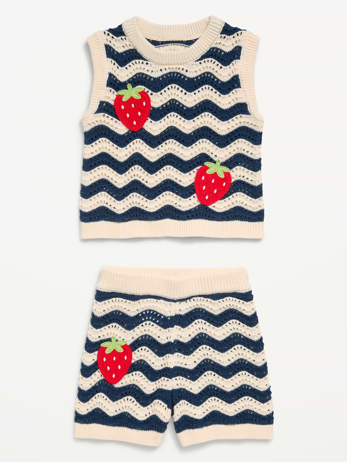 L'image numéro 4 présente Ensemble avec haut sans manches en tricot et short pour toute-petite