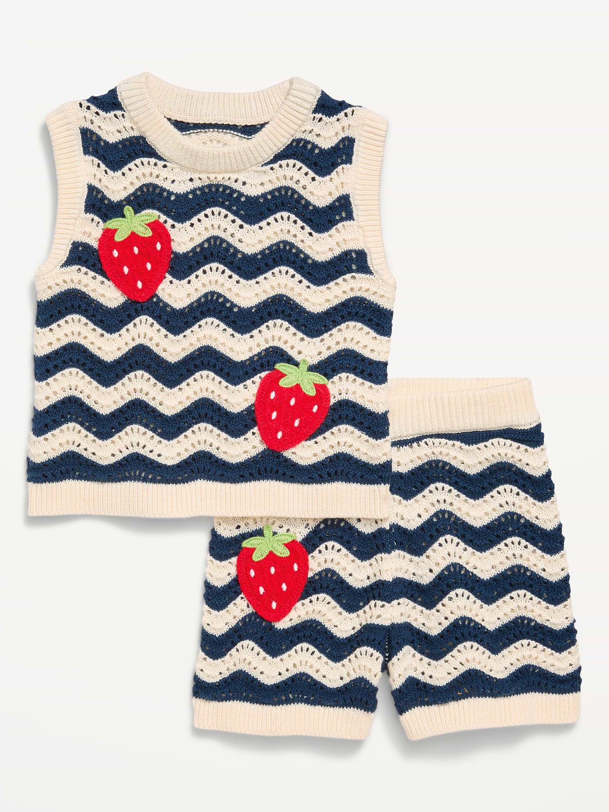 L'image numéro 2 présente Ensemble avec haut sans manches en tricot et short pour toute-petite