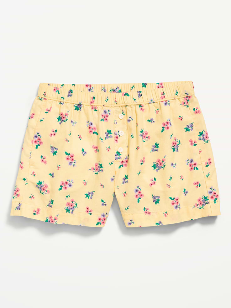 Image 1 of 1, elasticized waistband, decorative three-button, on-seam pockets, all-over print, Product #898198