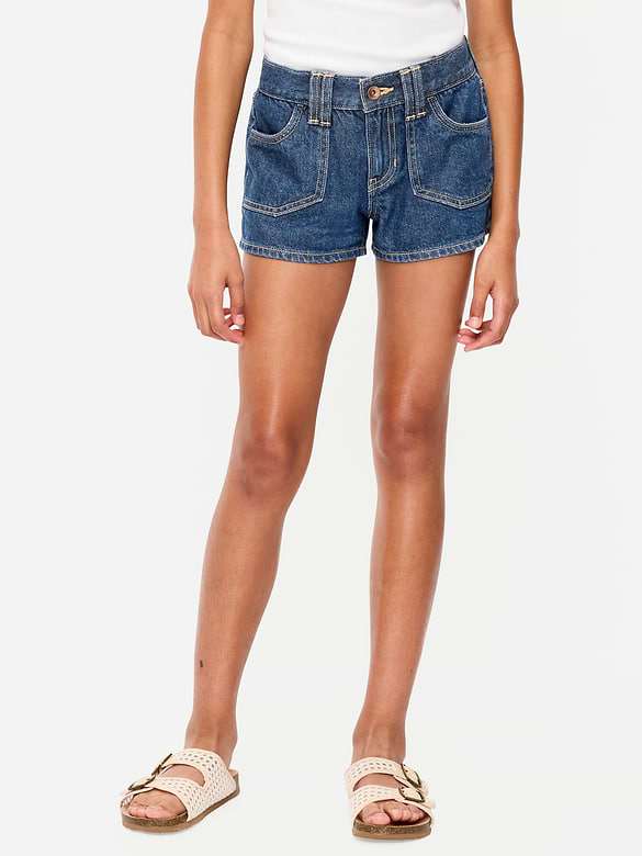 Short utilitaire en denim taille basse pour fille