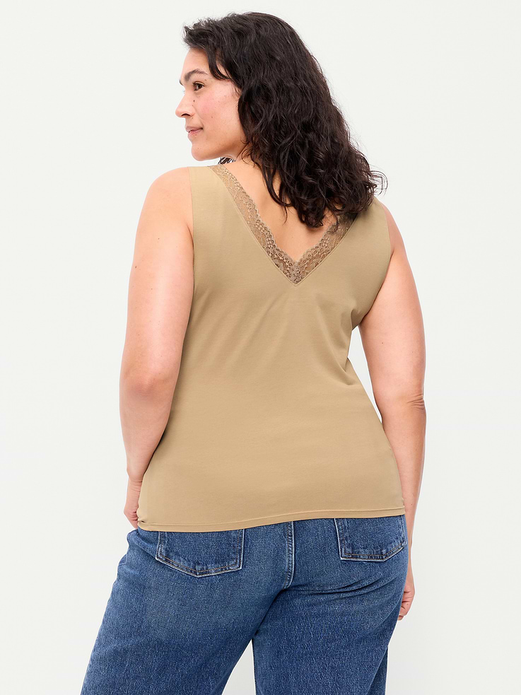 Image number 9 showing, Sleeveless Lace-Trim V-Neck Top