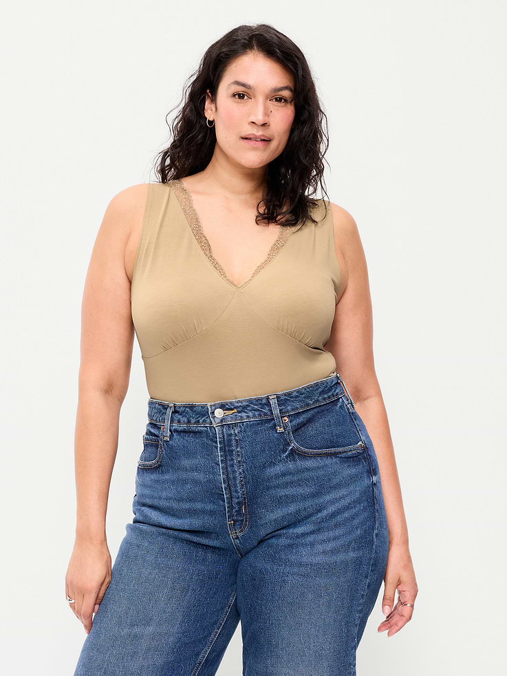 Image number 8 showing, Sleeveless Lace-Trim V-Neck Top