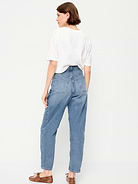 Image 3 of 9, High-Waisted Baggy Barrel Ankle Jeans
