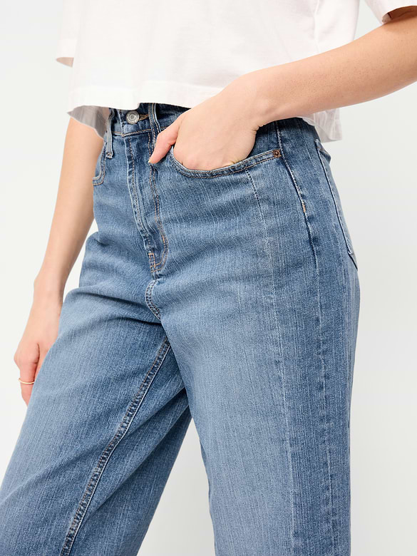 High-Waisted Baggy Barrel Ankle Jeans