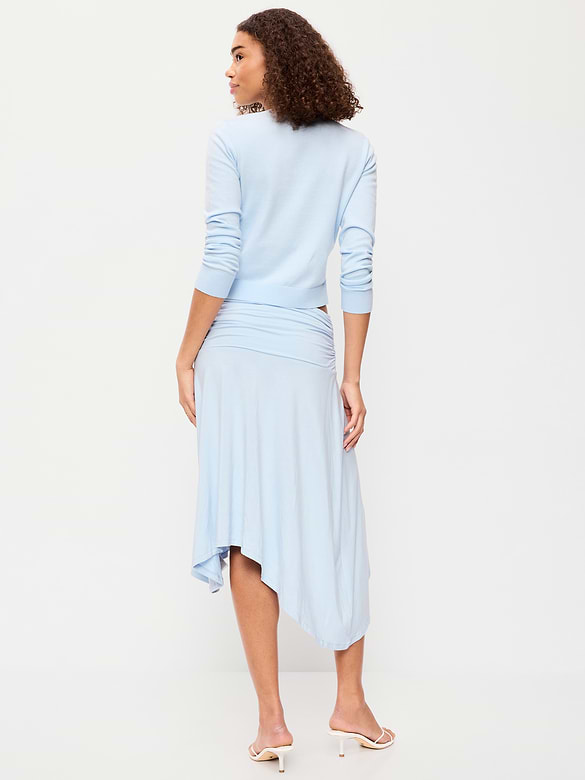 Asymmetrical Draped Midi Skirt