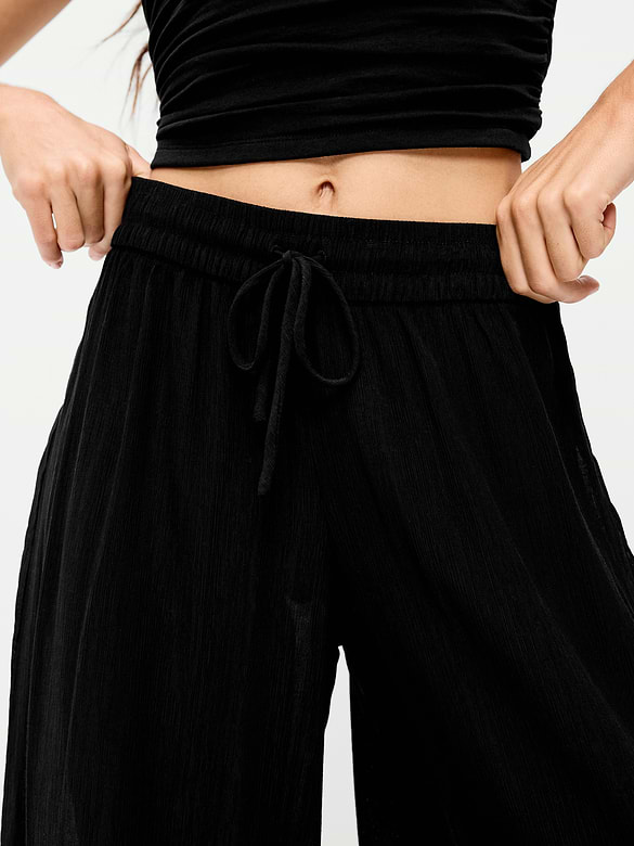 High-Waisted Sheer Crinkle Crepe Harem Pants