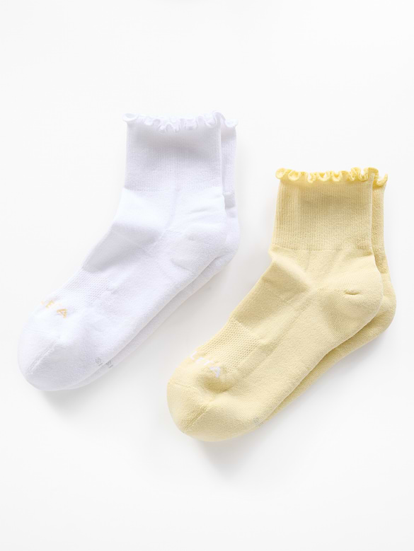 Athleta Ruffle Everyday Quarter Crew Sock 2-Pack