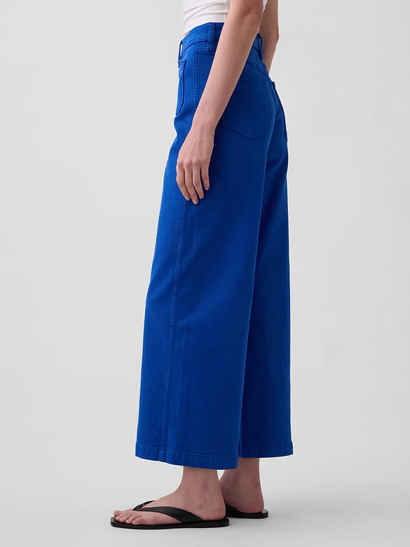 High Rise Stride Wide-Leg Ankle Jeans