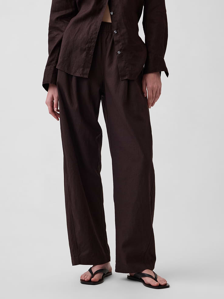 Image number 2 showing, Linen-Blend Easy Barrel Pants