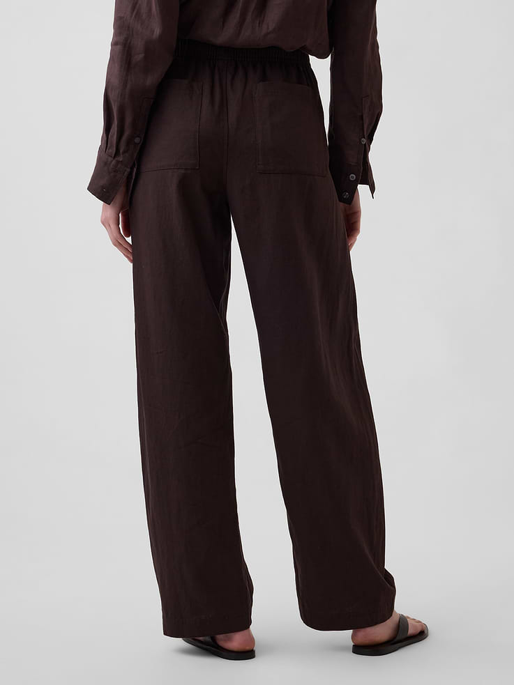 Image number 4 showing, Linen-Blend Easy Barrel Pants