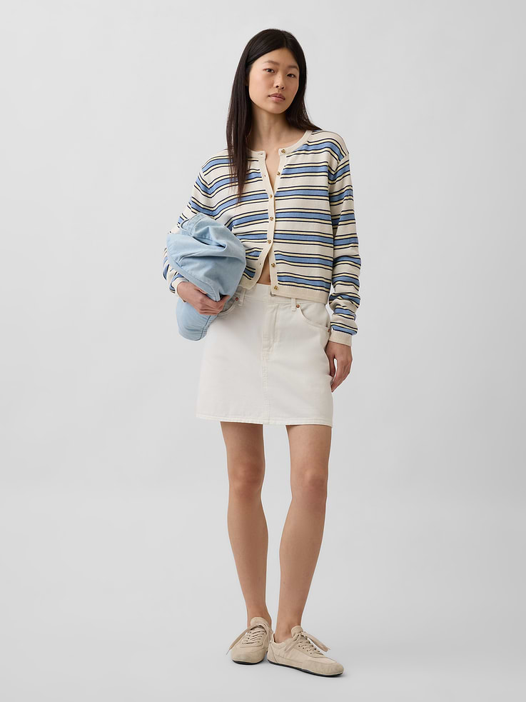 Image number 2 showing, 100% Cotton Relaxed Crop Cardigan Sweater