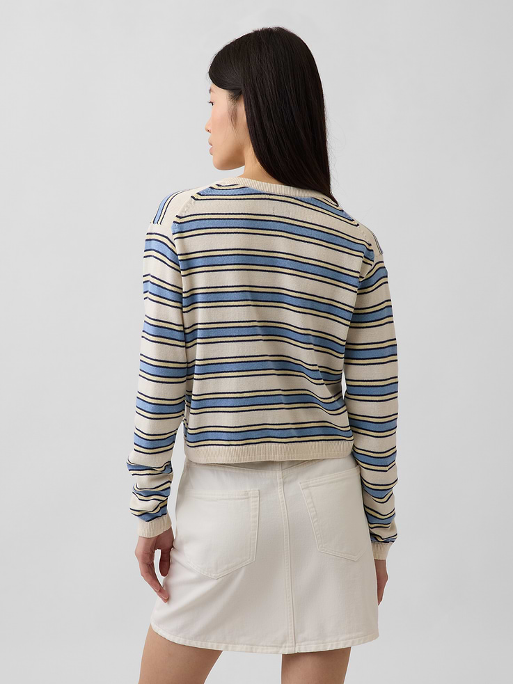Image number 3 showing, 100% Cotton Relaxed Crop Cardigan Sweater